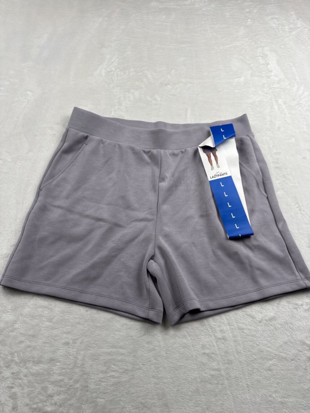 Lazypants Womens Lilac Grey Lounge Shorts Large 5" Inseam Soft Stretchy Fabric - Picture 2 of 7